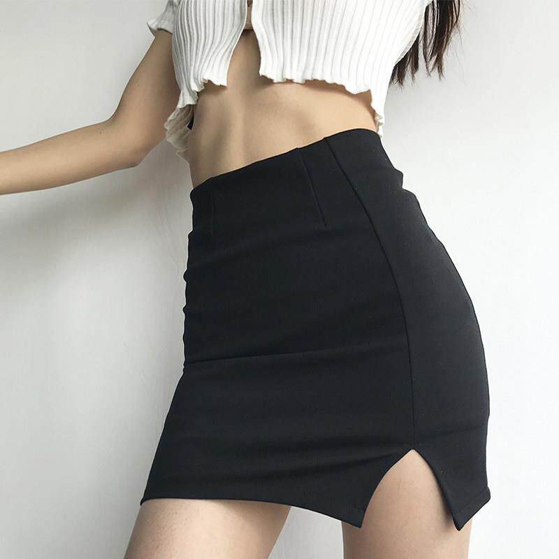 黑色包臀短裙女2025夏季新款性感修身防走光高腰短款开 叉半身裙