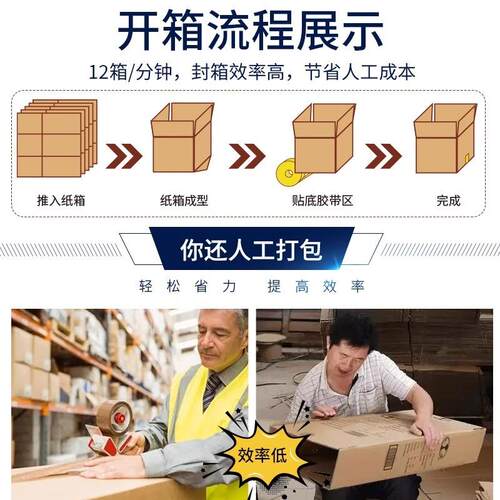 自全XXG动开箱能机纸箱机封底机电商专用封口机流水线封箱智自动