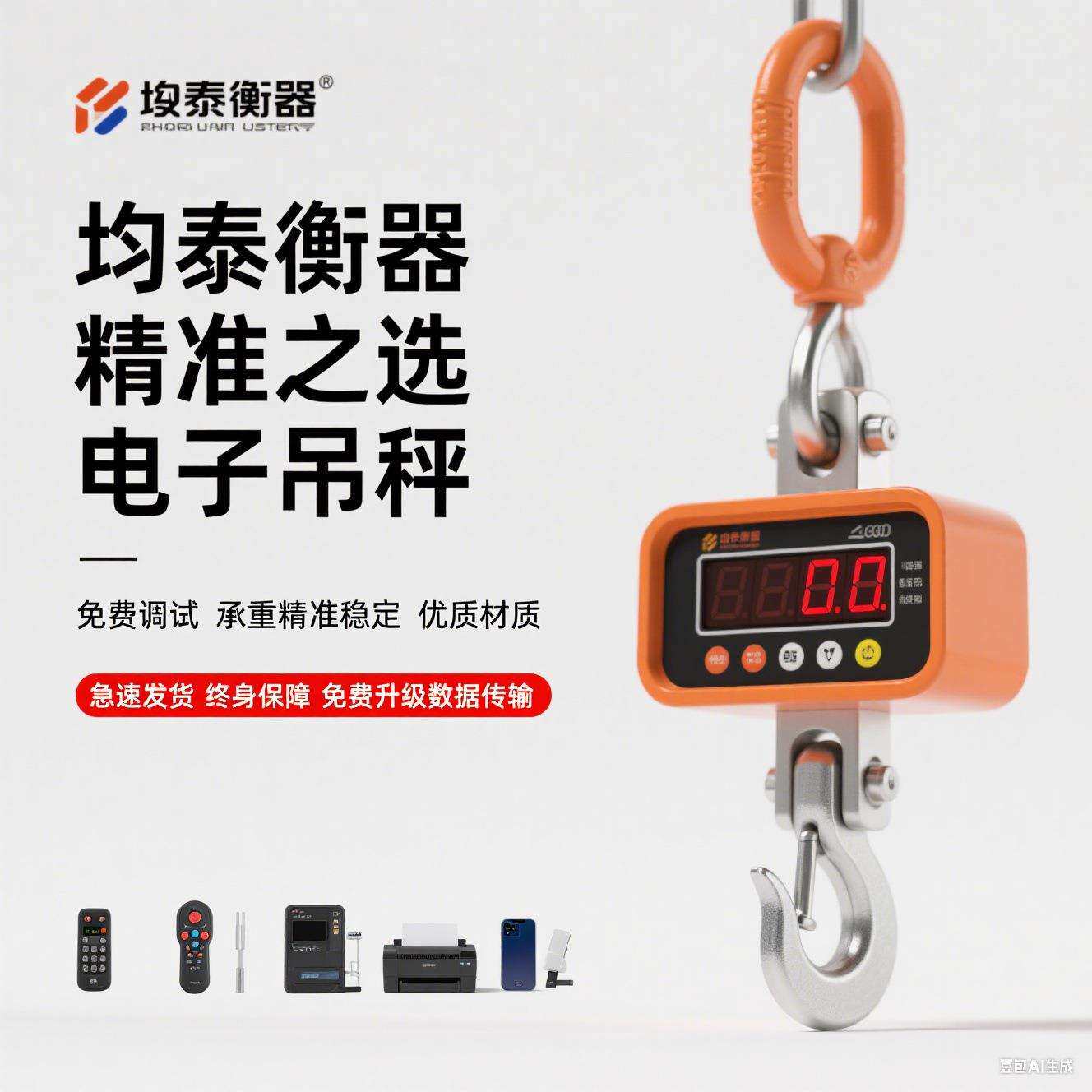 电子吊秤1吨2吨3吨5吨10吨吊钩秤行车挂秤无线打印高精度电子称