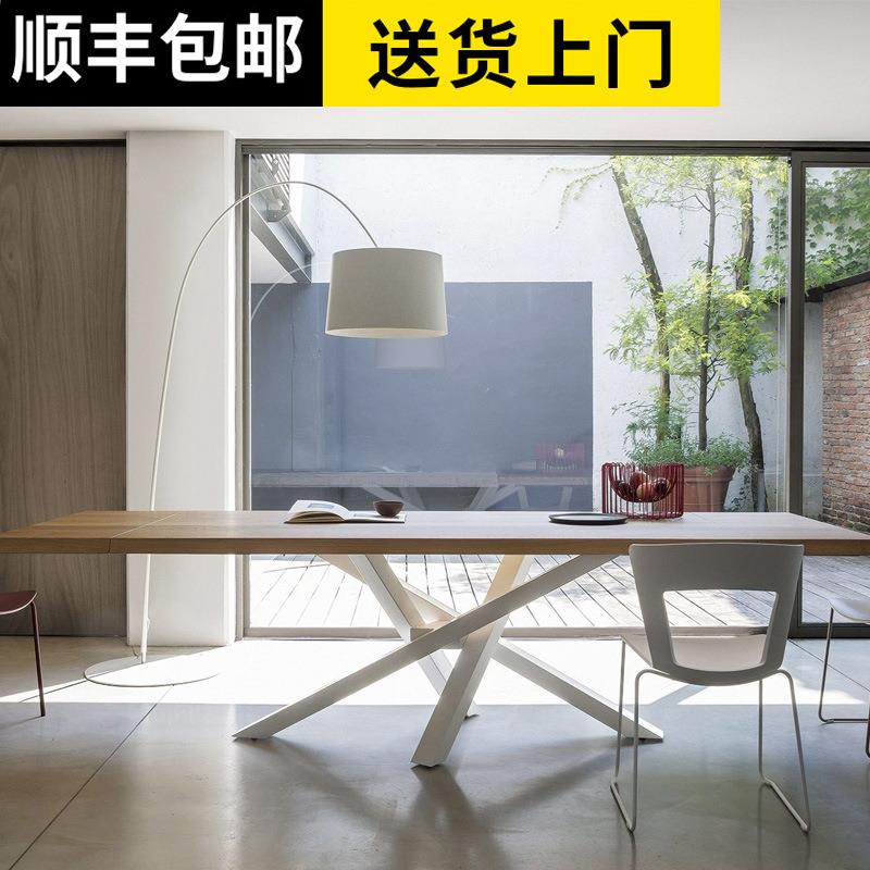 北欧会议桌电脑办公桌现代简约创意实木长条桌洽谈接待桌椅组合