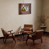 覆古咖啡厅奶茶店实木桌椅组合酒店民宿卡座沙发会客洽谈接待休闲