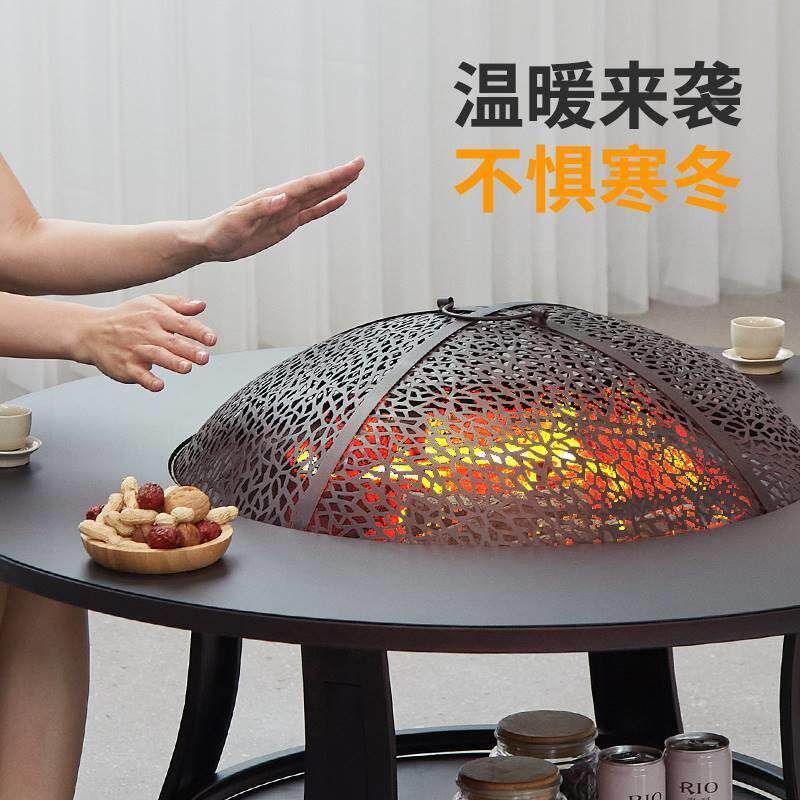 围炉煮茶烤火炉套装器具全套庭院烧烤炉家用室内碳炉取暖火盆桌子