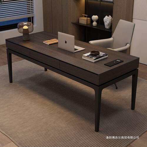 实木书桌意式轻奢现代简约工作台.家用电脑桌办公室书房办公桌