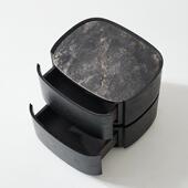 意式 极简实木床头柜现代岩板双抽斗柜卧室轻奢创意床边柜高端款