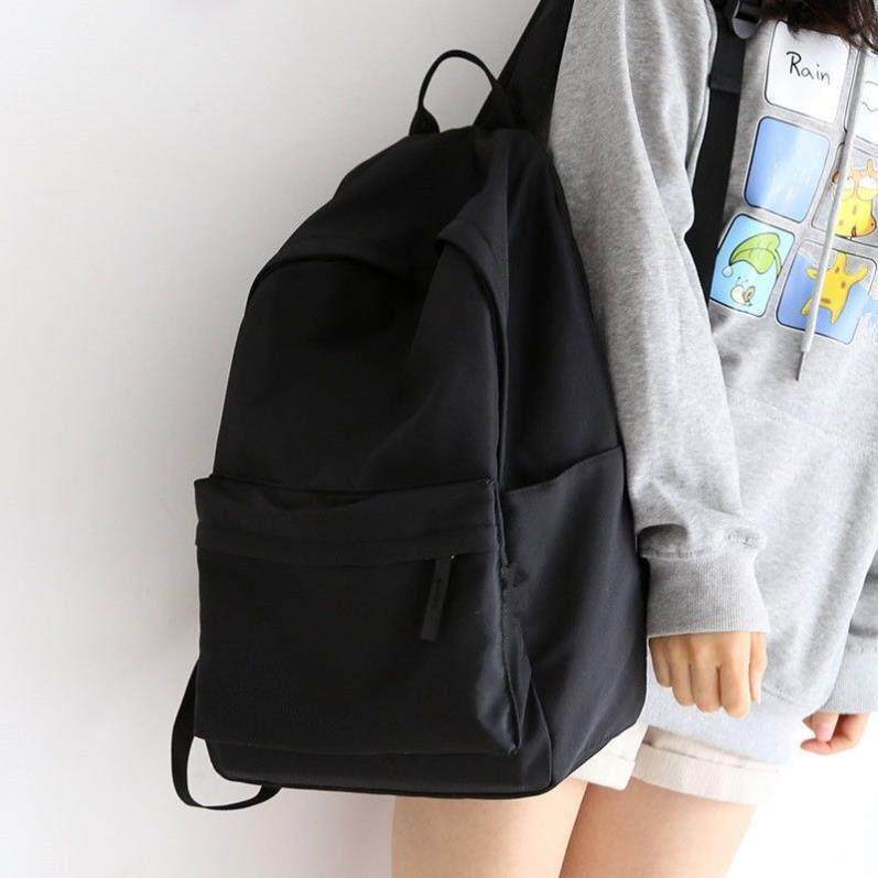 大小款纯色帆布书包男双肩包女韩版高中生双肩背包中学生简约百搭