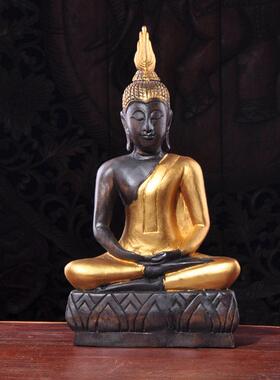 泰国进口工艺礼品摆饰 东南亚木雕坐姿佛像摆件 客厅玄关电视柜覆