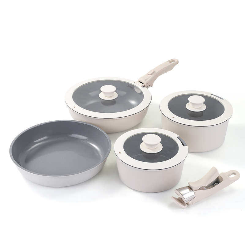 陶瓷不粘锅可拆卸手柄家用炒菜炒锅煎锅汤锅锅具套装全套家用