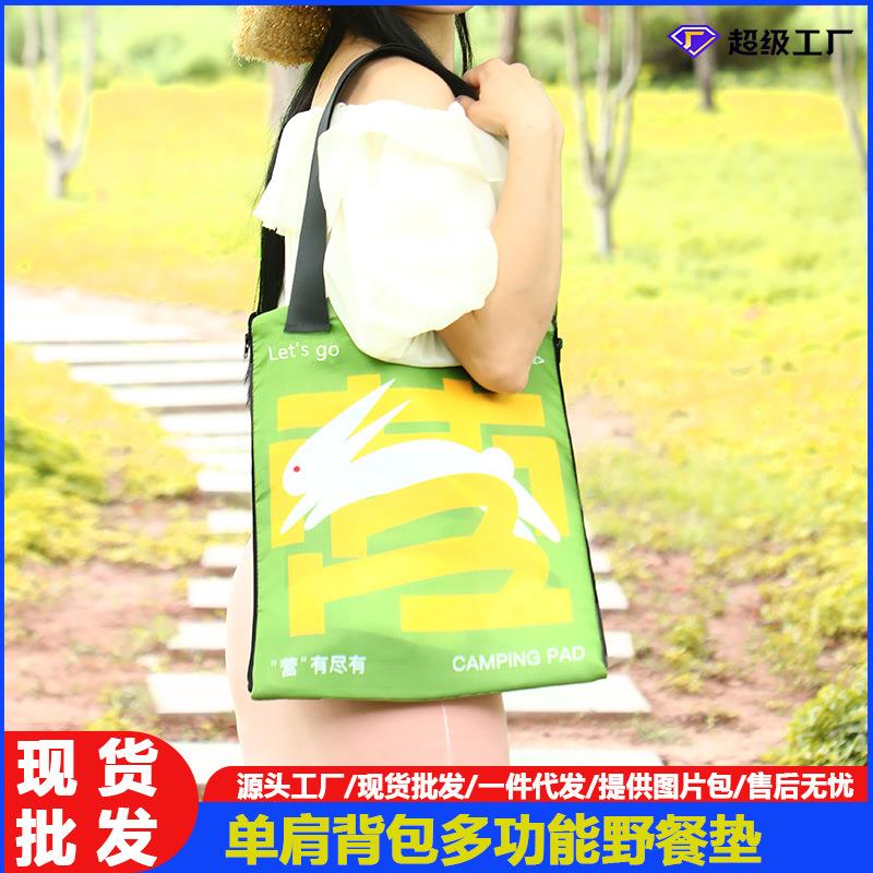 户外背包野餐垫拉链款单肩手提防潮垫便携春游草坪地垫多功能垫子