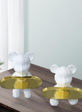 直销新款卡通暴力熊托盘收纳树脂摆件入户玄关客厅桌面电视柜摆件