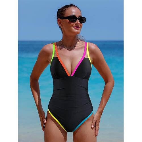 Jumpsuit women's fluorescent edge cross shoulder strap