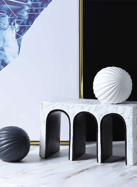 现代北欧创意几何陶瓷拱门艺术摆件家居样板房酒店会所售楼部饰品