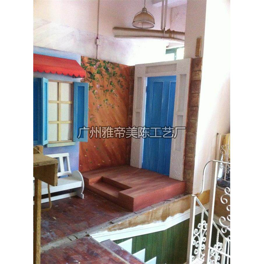 早教幼儿园装修木制休闲长椅道具可爱儿童影楼实景话剧背景