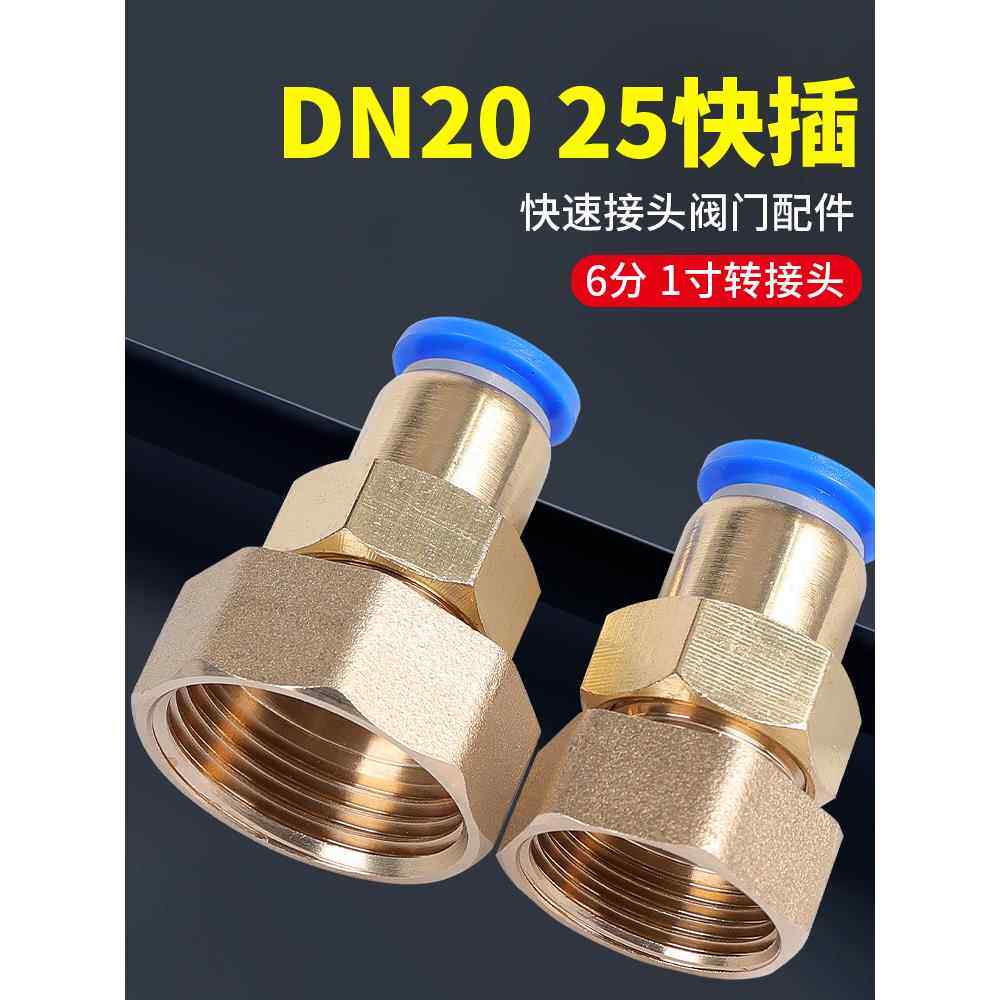 DN25内螺纹内丝PU直通快插1寸20内牙6分8-10-12-16mm气管快速接头