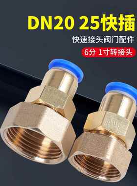 DN25内螺纹内丝PU直通快插1寸20内牙6分8-10-12-16mm气管快速接头