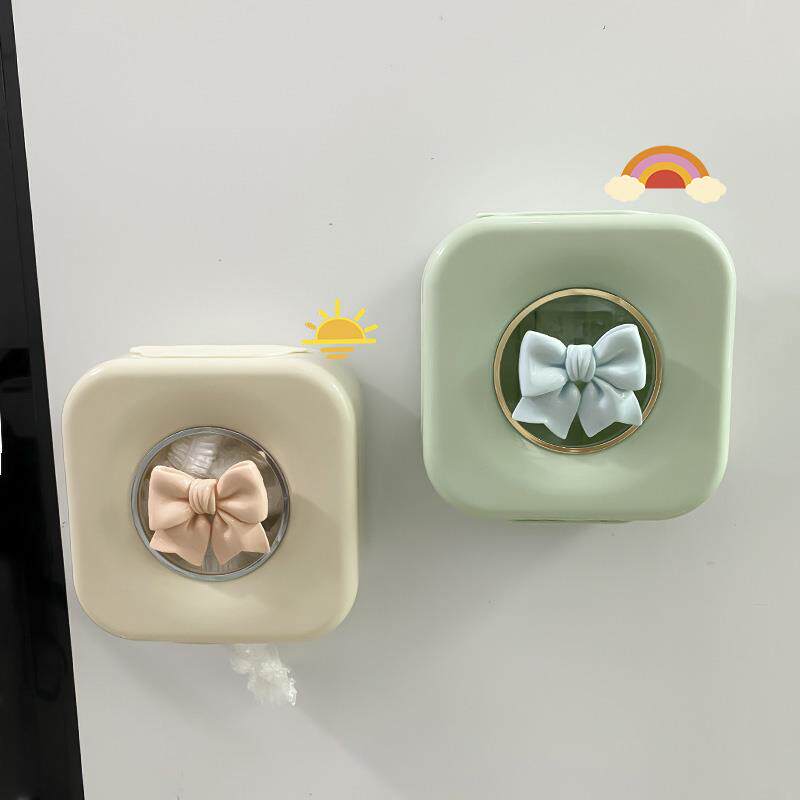 蝴蝶结冰箱门磁吸款抽取式一次性保鲜膜保鲜袋收纳盒厨房家用神器