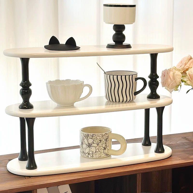 芙蕾米法式木质置物架水杯置物架水杯收纳架餐边柜置物架化妆品收纳架床笠拉车