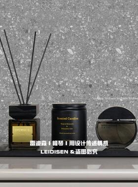 样板房酒店化妆室洗手台摆件黑色大理石托盘香薰套装意式装饰品