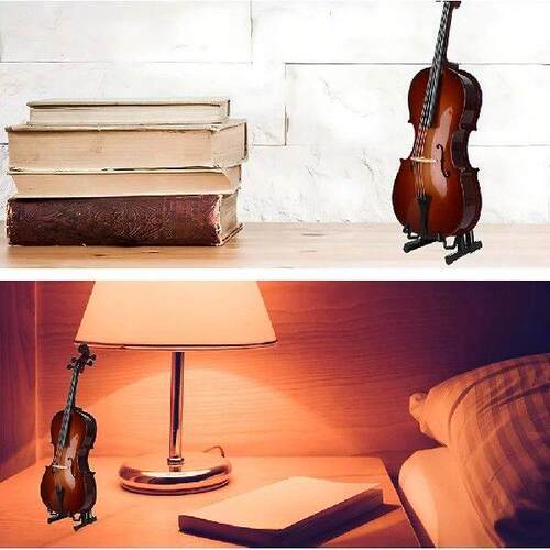 Wooden Miniature Cello with Stand & Bow Wood Violin Replica