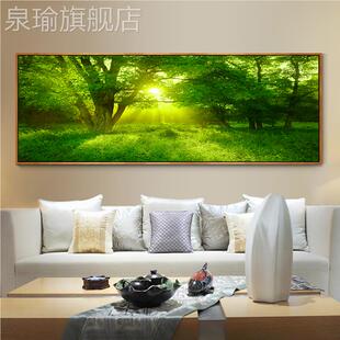 网红代简约客装饰厅画卧室厅画挂现风景绿色大壁树树木森餐林画墙