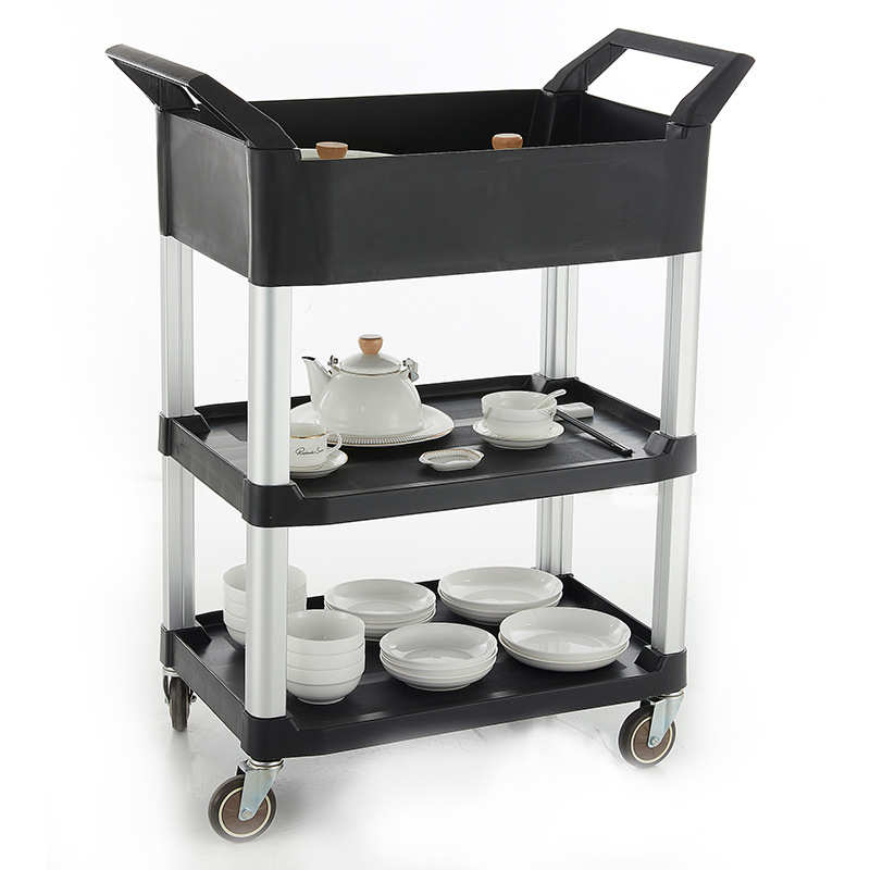 厂家批发酒店三层手推车餐盘收集车塑料餐车餐厅服务车多功能