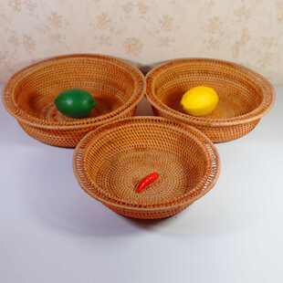 藤编果篮客厅家用现代茶几水果盘零食收纳盒竹编筐面包食品篮