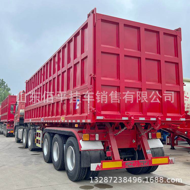 8米后翻半挂车后翻自卸半挂车电动四轮牵引车头骨架后翻半挂车