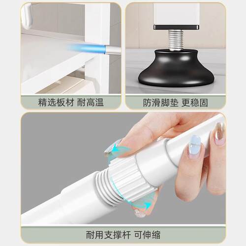 收纳家用架伸缩双层支架台面多功能烤箱分层置微波炉厨房架物架子