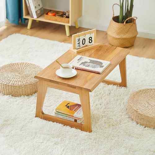 W8XPR新米中式榆飘窗茶几小桌矮桌木可折叠榻榻桌阳台子实木茶桌