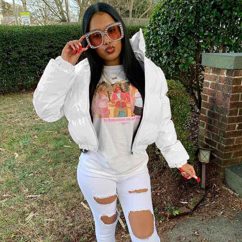 solid tucked color leather coat collar hand mirrored cotton