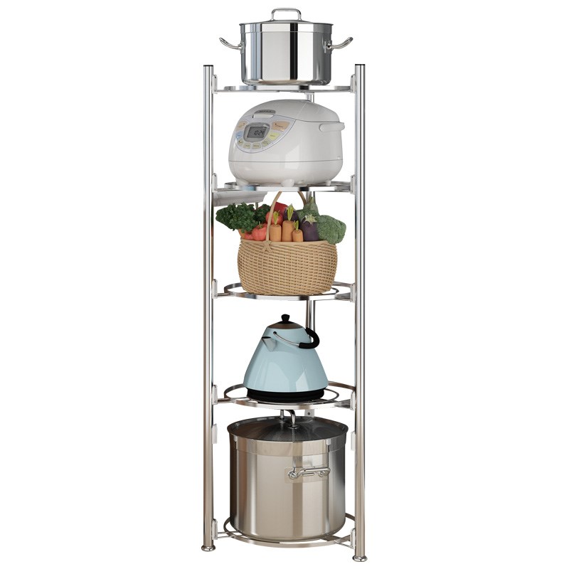 厨房锅架不锈钢放锅家用多层锅具置物架落地三角收纳架电饭锅架
