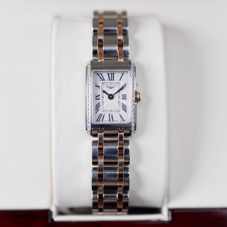 [9.8新]浪琴黛绰维纳系列钢18K金石英手表钻石女表L5.258.5.79.7