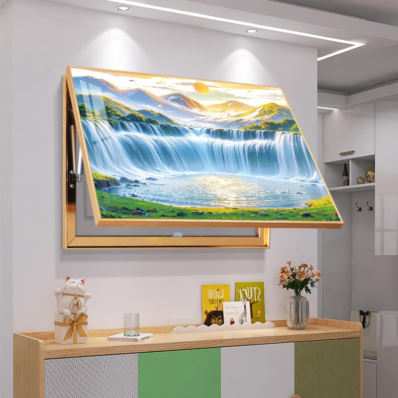 现代简约电表箱装饰画 画流水生财讯号箱配电箱盖板壁画 画遮挡饭