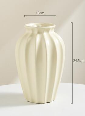 高档法式陶瓷花瓶级感水养插花古美式玫瑰鲜客厅复花摆件白色高奶