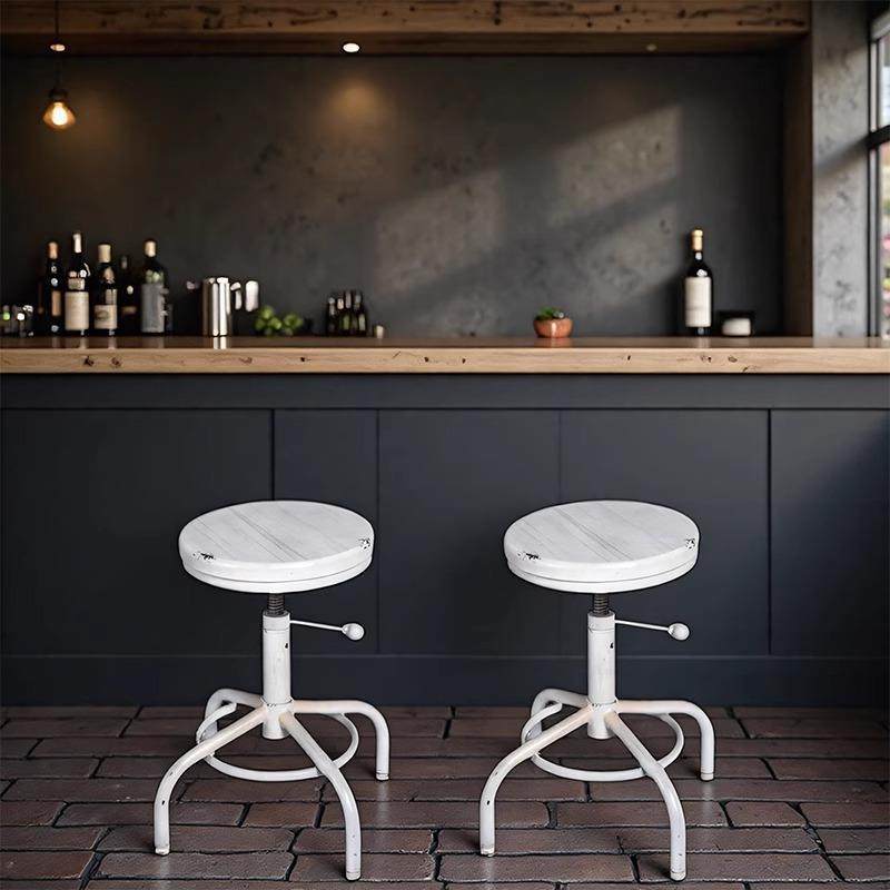 民宿前台白色做旧创意轻奢吧凳椅子复古工业风升降旋转铁艺吧台椅