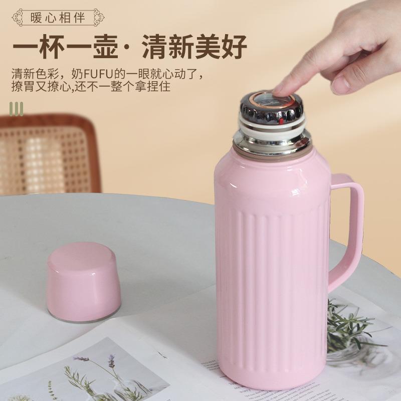 新款316不锈钢保温杯经典机械温显焖茶壶户外车载提手焖烧杯
