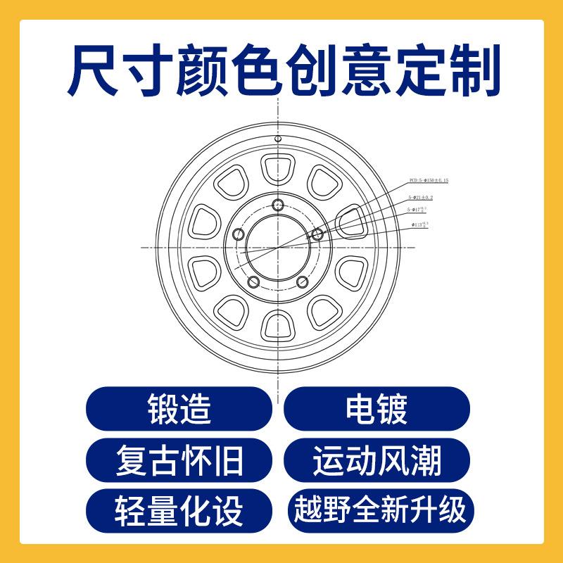 凯途私人配制复古怀旧BBA越野汽车负值锻造铝合金钢制改装铁轮毂
