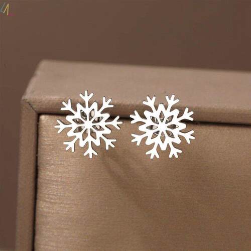 Snowflakes Christmas Stud Earrings For Women Jewelry Gifts