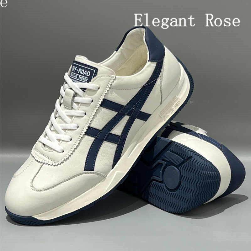 ELEGANT ROSE 男鞋系带运动休闲鞋户外通勤头层牛皮时尚德训鞋潮