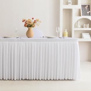 高档定制会议条形室桌布酒店长方餐桌桌签布布艺商务展会到长桌裙