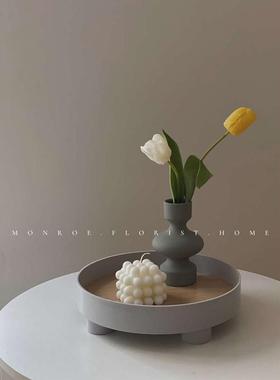 梦鹿工作室托盘陶瓷花瓶客厅插花餐桌复古玄关摆件酒柜装饰仪式感