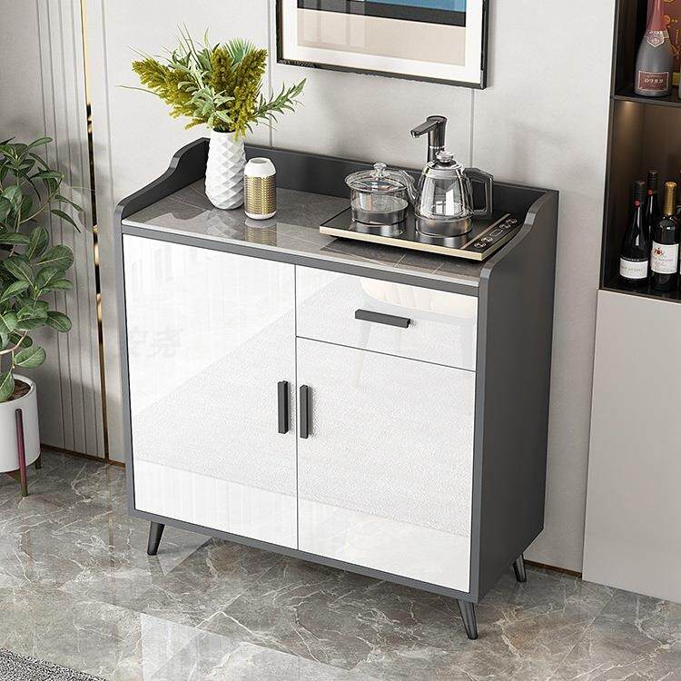 岩板餐边柜客厅轻奢茶水柜餐厅备餐柜收纳储物柜实木简约现代靠B&