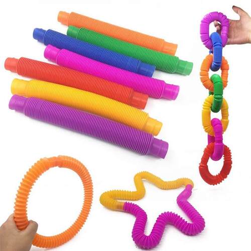 16pcs Pipe Fun Pull Push tube Pop It fidget toy玩具饮管吸管