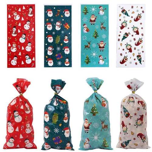 Christmas Gift Bags Plastic Christmas Candy Cookie Bag Santa
