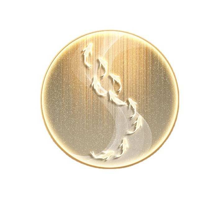 鱼现代年年有余九挂画餐厅玄关奢图带装饰画轻过道走廊招财灯led图片
