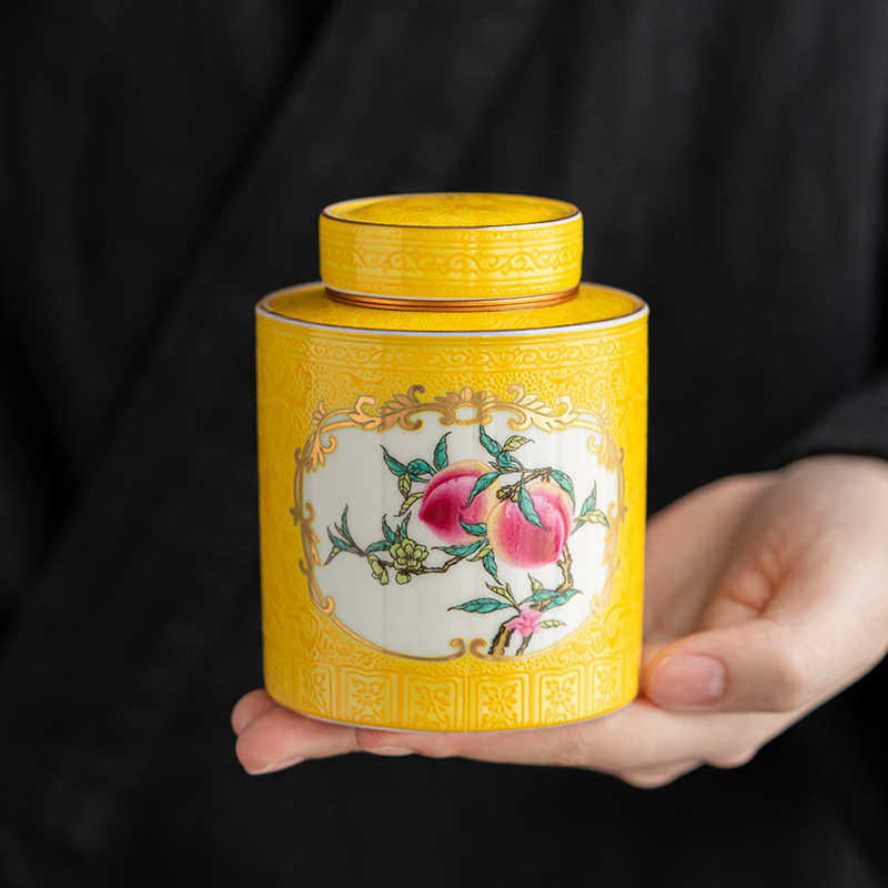 吾唯知足 珐琅彩茶叶罐陶瓷密封储物罐家用简约储茶缸防潮小号茶,餐饮具,茶叶罐,淘宝优惠券,粉丝福利购,淘宝优惠卷