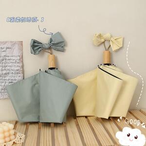 三折手动手柄雨伞纯色黑胶防晒防紫外线晴雨两用太阳伞折叠伞