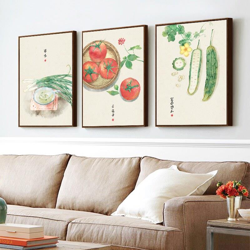 定做蔬菜瓜果餐厅装饰画现代简约厨房画饭厅新中式艺术壁画农家乐