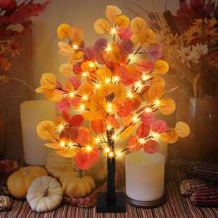 LED尤加利树发光树节日派对布置装 饰仿真树 饰灯室内卧室居家装