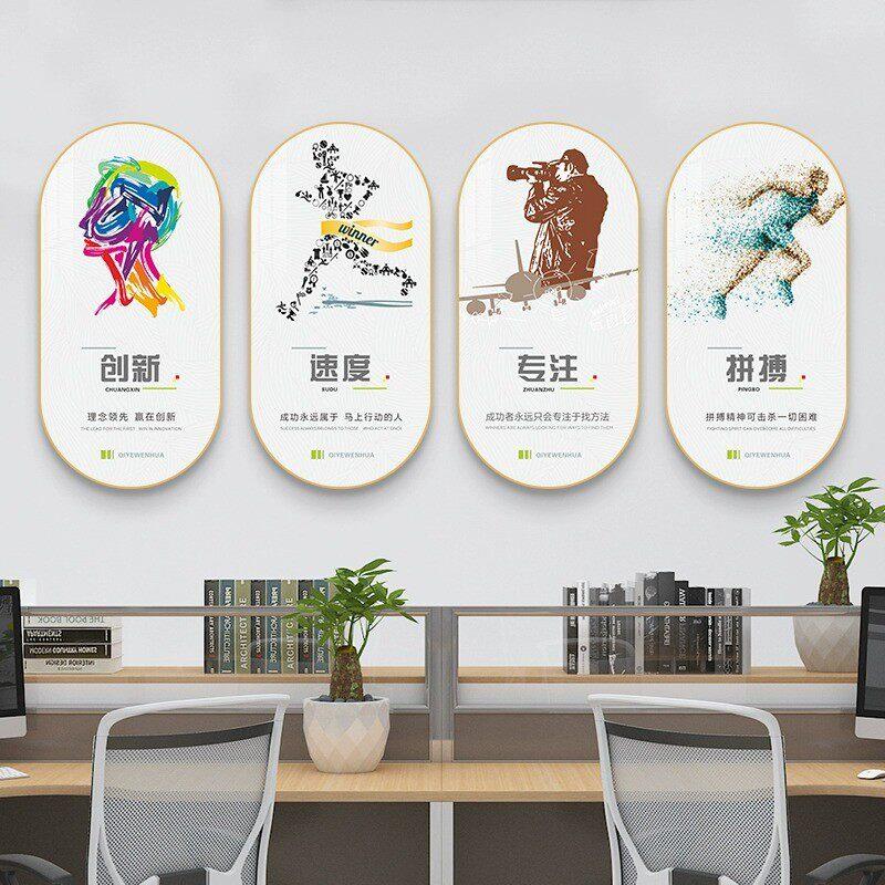 办公室墙面励志标语装饰画 画会议室企业文化挂画 画公司走廊背景