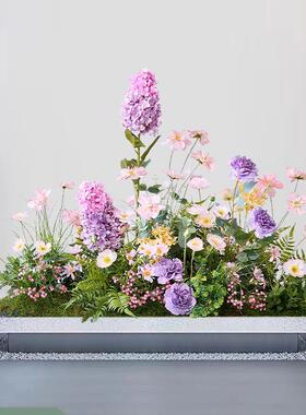 谷灵易生仿真花造景橱窗装饰场景布置婚庆花艺摆件紫色假花绿植物